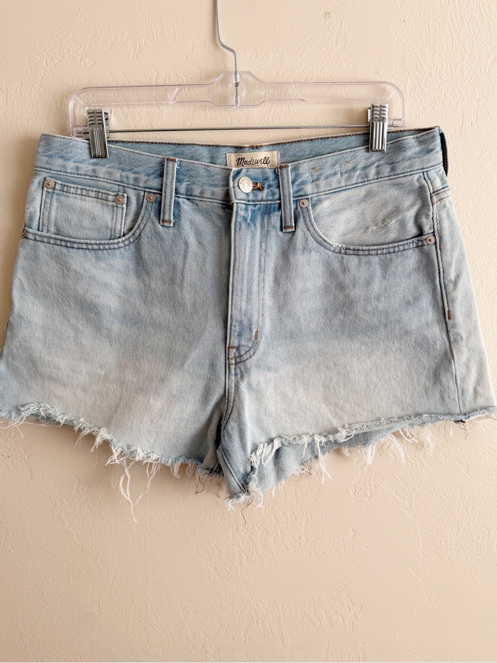 Madewell Relaxed Light Blue High-Rise Denim Cutoff Shorts size 29